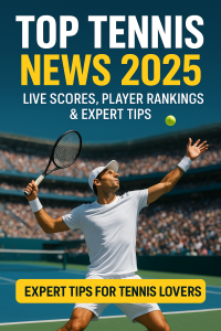 Tennis player serving during ATP 2025 match